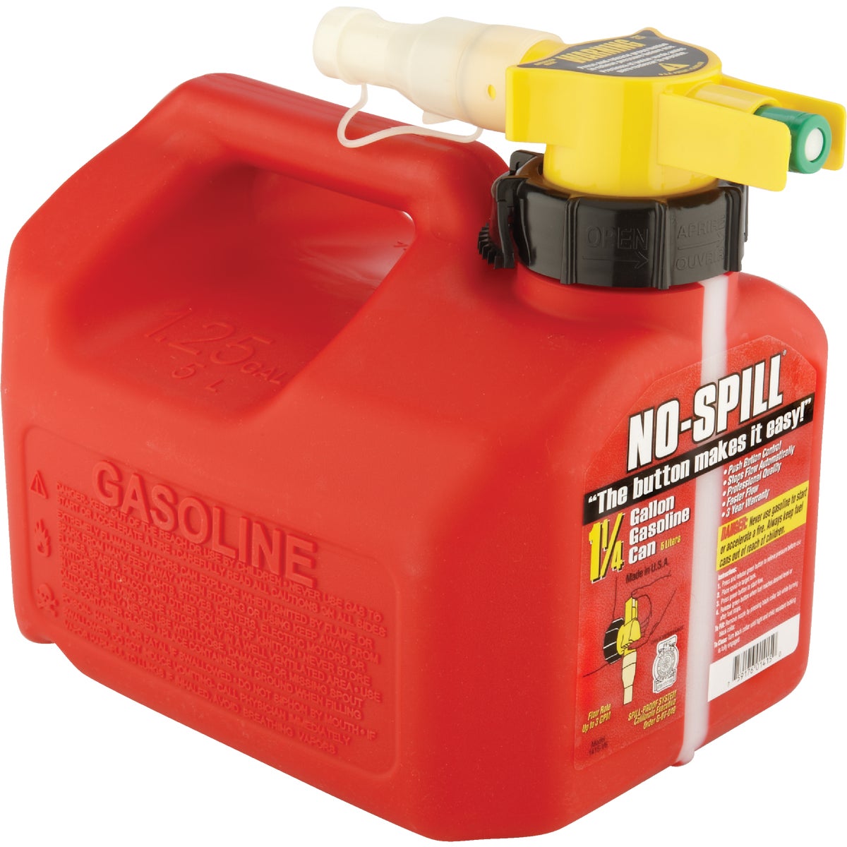 No-Spill 1-1/4 Gal. Plastic Gasoline Fuel Can, Red Image 4