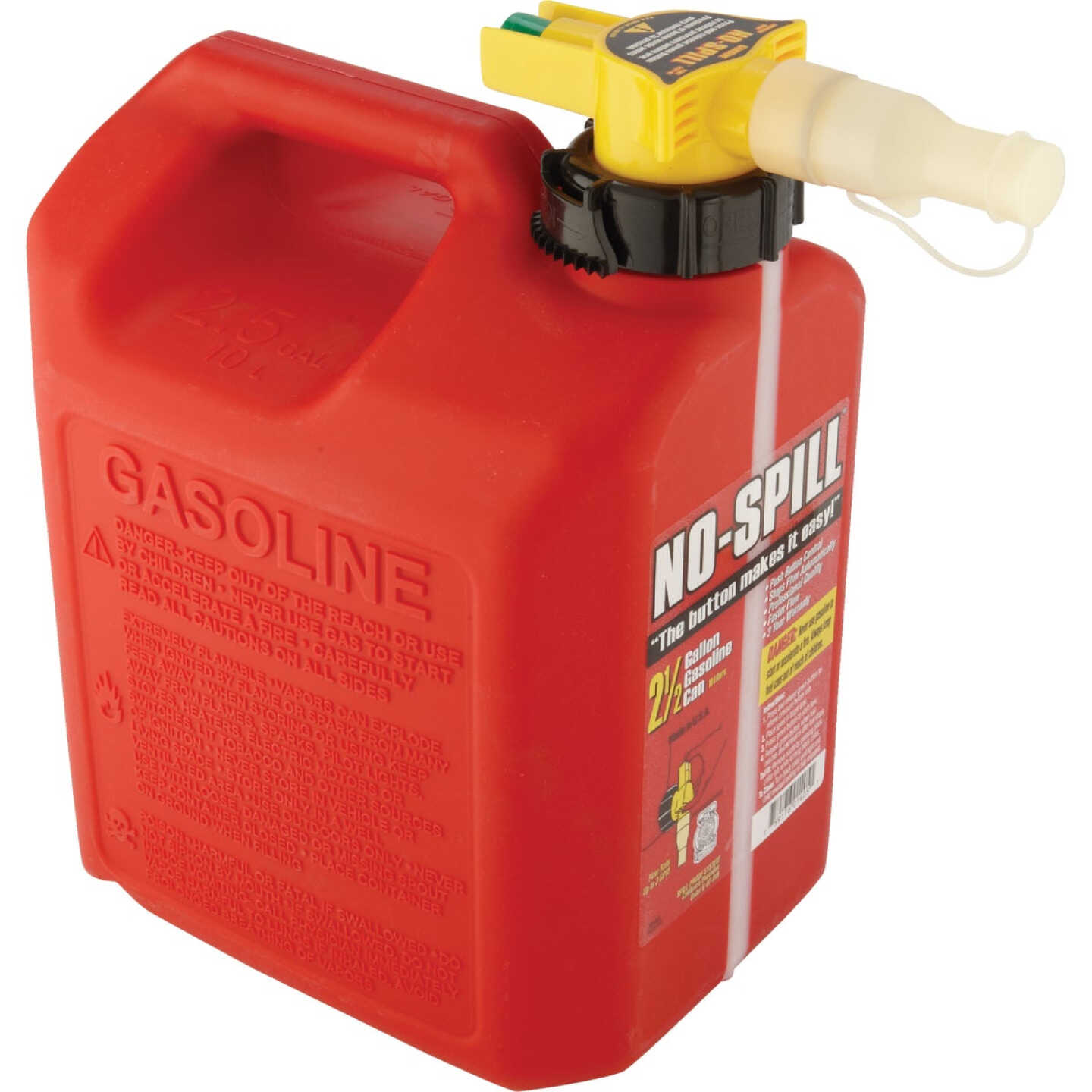 No-Spill 2-1/2 Gal. Plastic Gasoline Fuel Can, Red Image 2