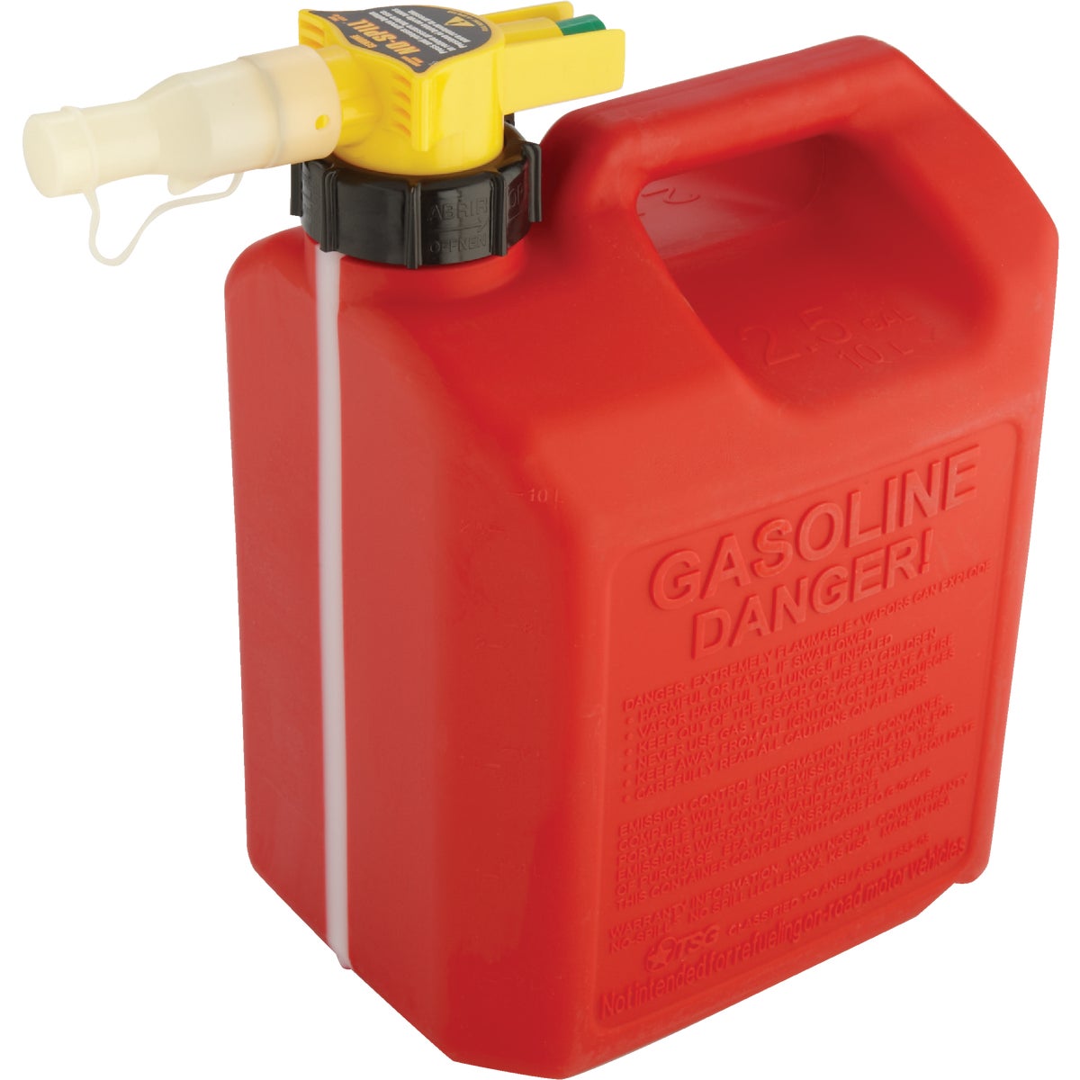 No-Spill 2-1/2 Gal. Plastic Gasoline Fuel Can, Red Image 3