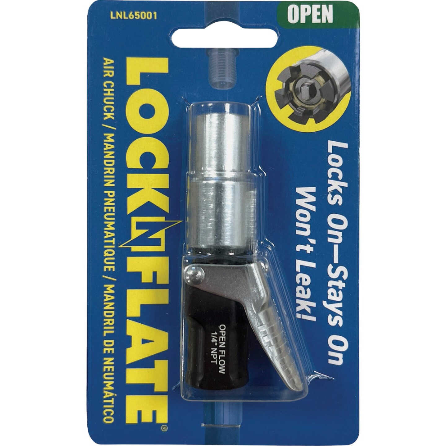 LockNFlate 1/4 NPT 150 psi Open Flow Air Chuck Image 6