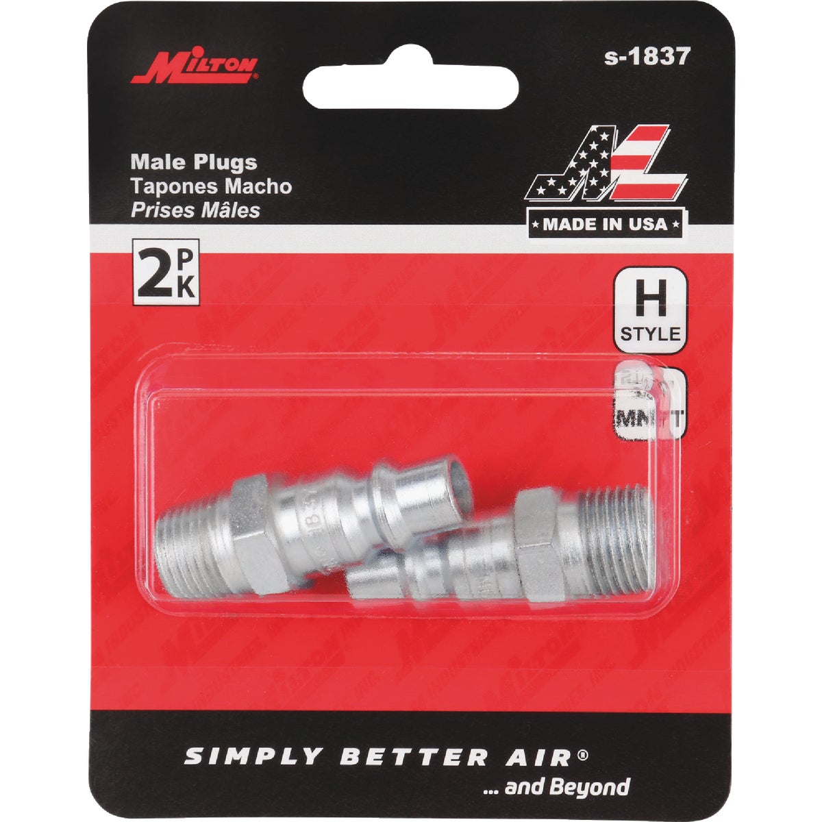 Milton 3/8 In. NPT H-Style Male Steel-Plated Plug