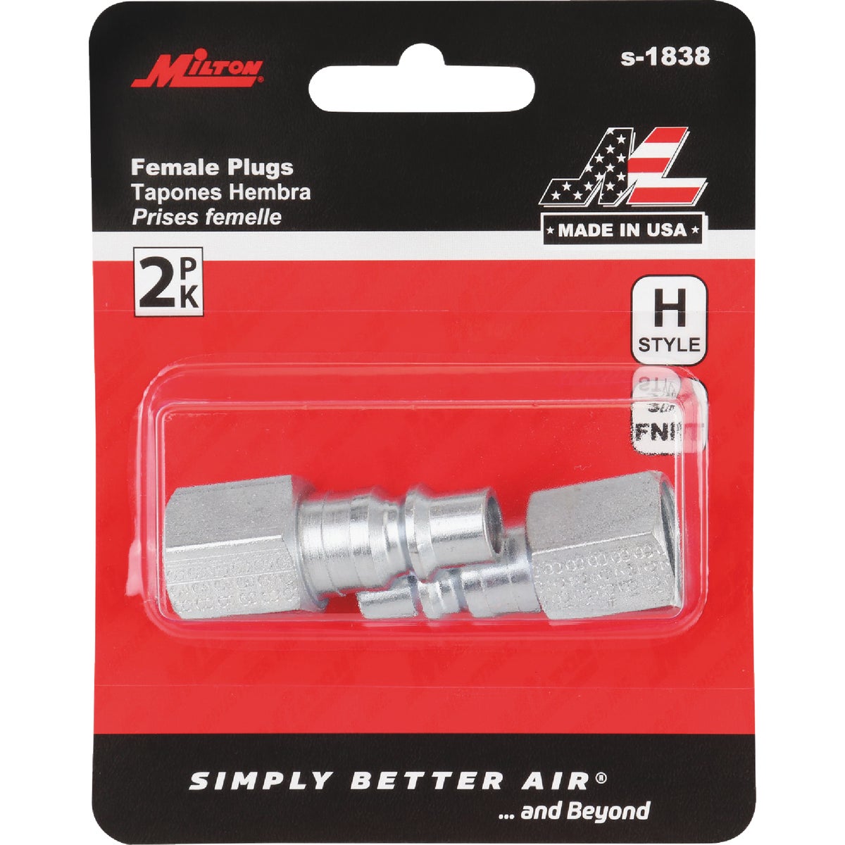 Milton 3/8 In. NPT H-Style Female Steel-Plated Plug