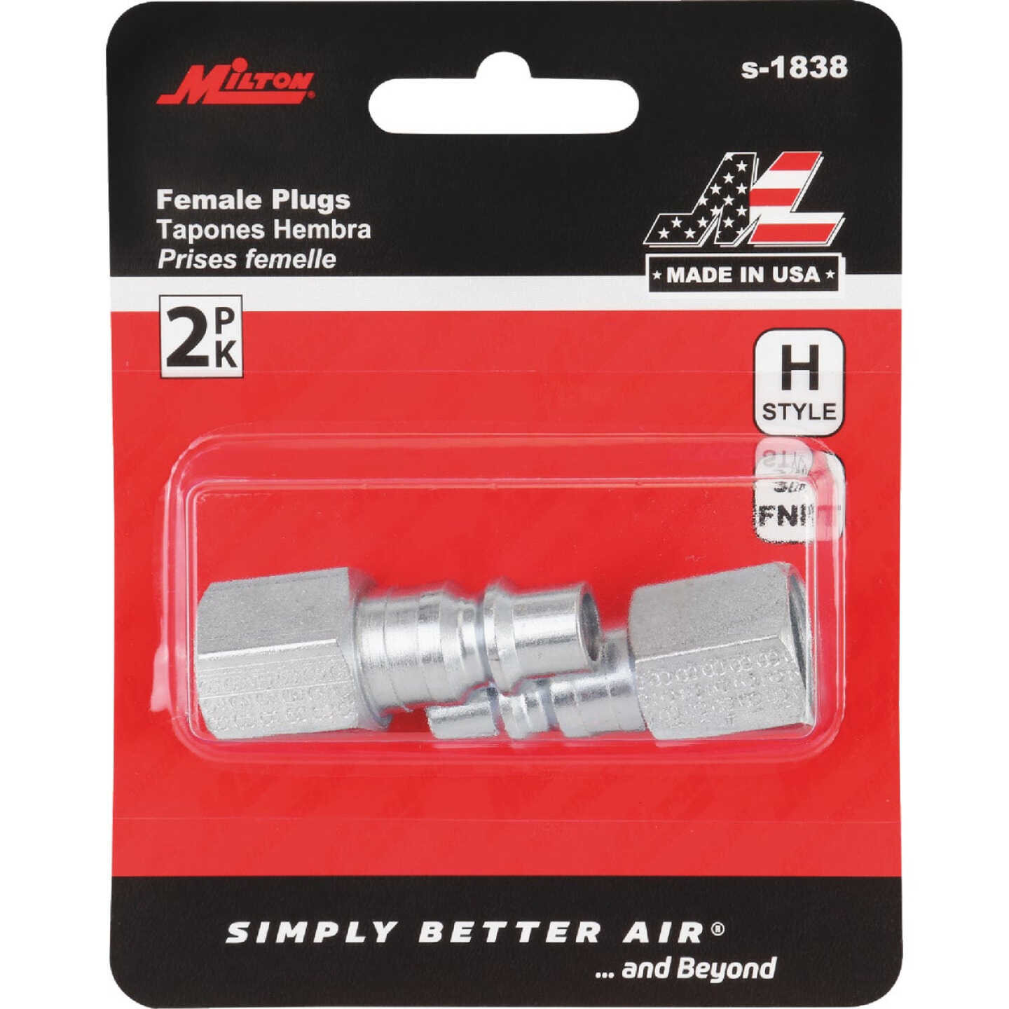 Milton 3/8 In. NPT H-Style Female Steel-Plated Plug Image 1