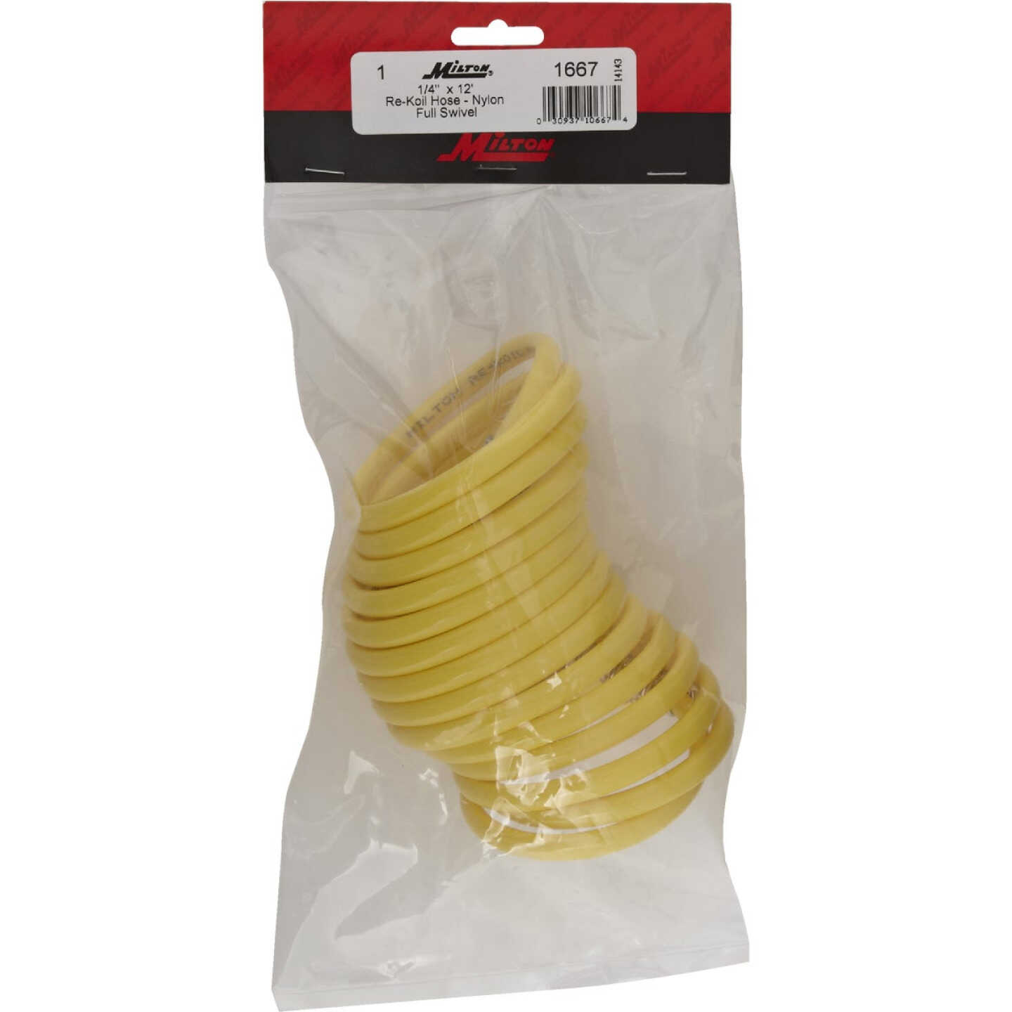Milton ReKoil 1/4 In. x 12 Ft. Nylon Air Hose with 1/4 In. MNPT Swivel Fittings Image 2