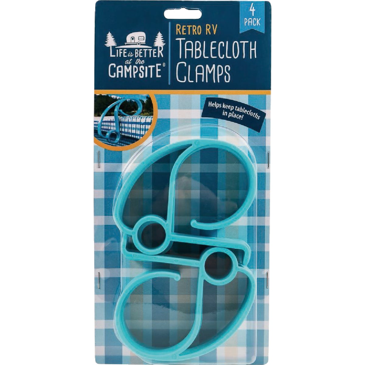 Camco Life Is Better At The Campsite Retro RV Tablecloth Clamps (4-Pack)