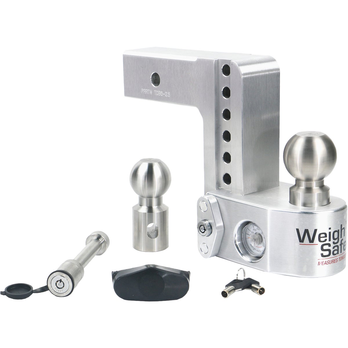 Weigh Safe 6 In. Adjustable Hitch Ball Mount with Built in Weight Scale