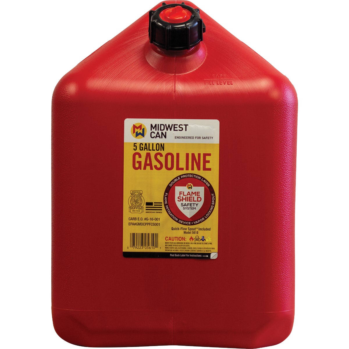 Midwest Can 5 Gal. Plastic Auto Shut Off Gasoline Fuel Can, Red Image 2