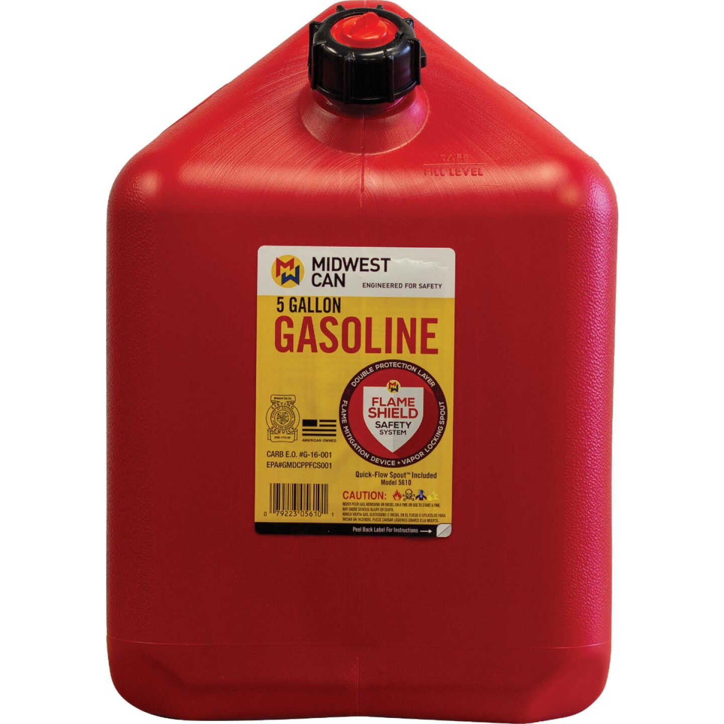 Midwest Can 5 Gal. Plastic Auto Shut Off Gasoline Fuel Can, Red Image 2