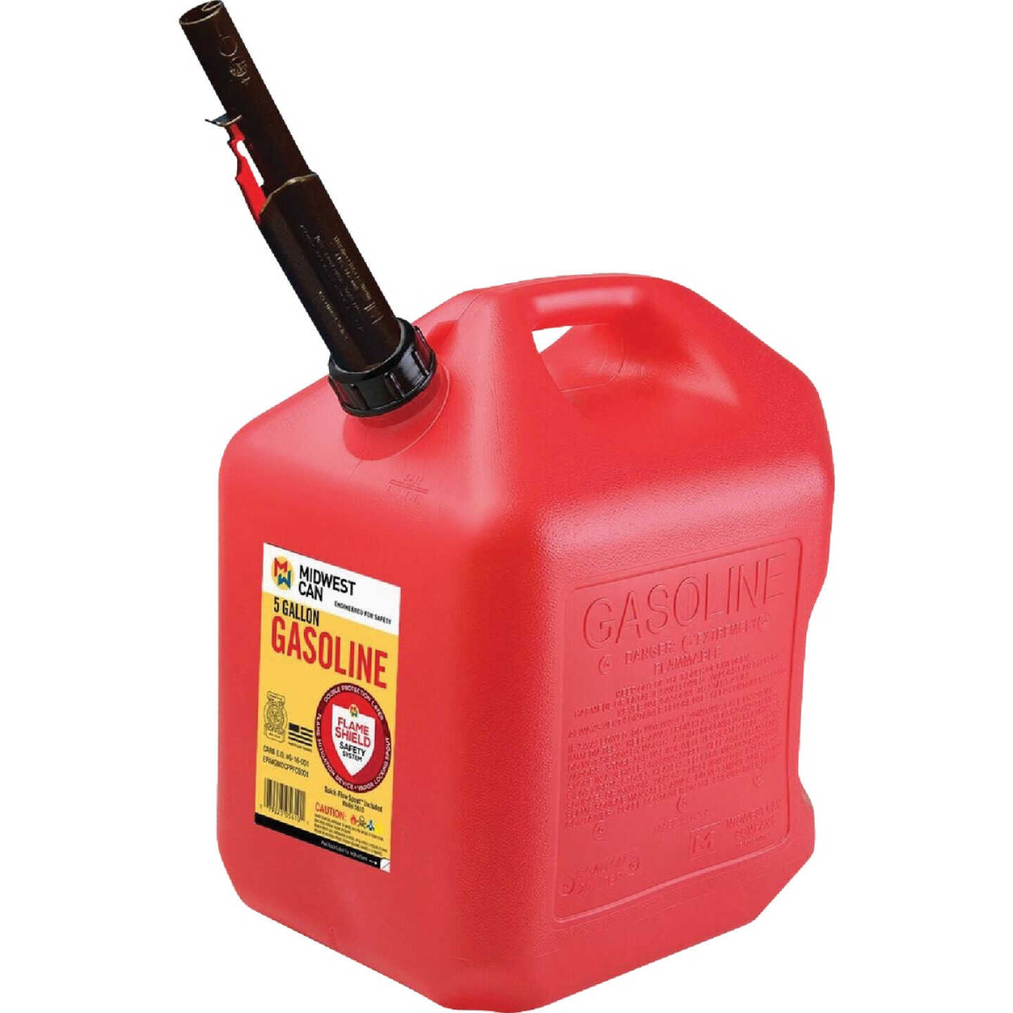 Midwest Can 5 Gal. Plastic Auto Shut Off Gasoline Fuel Can, Red Image 1