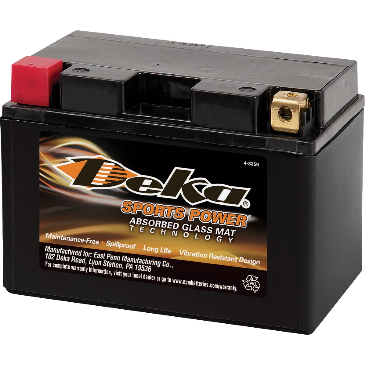 Deka 12-Volt 210 CCA Lawn & Garden Powersport Battery with AGM Technology