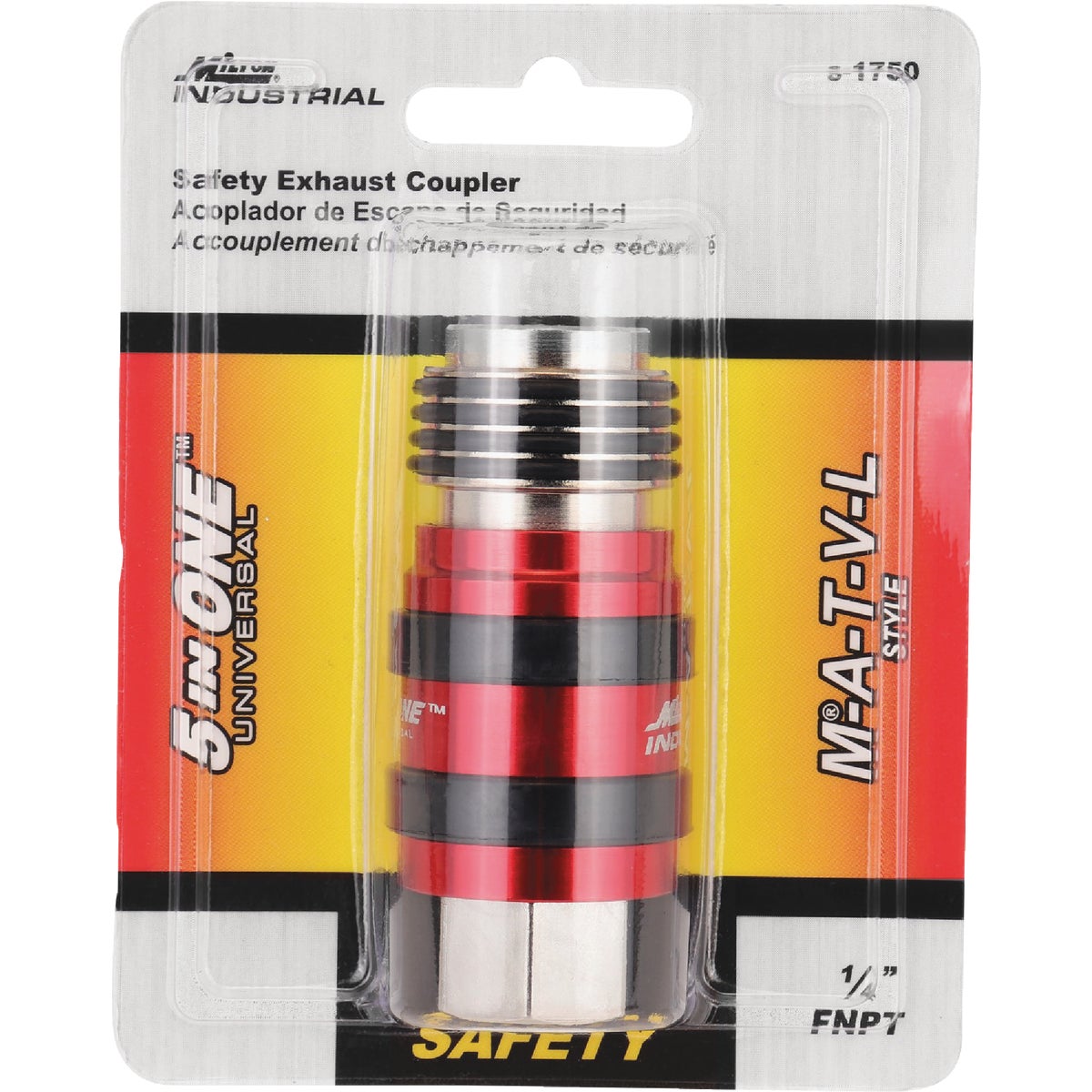 Milton 5-In-1 Universal Safety Exhaust Quick-Connect Industrial Coupler, FNPT Image 2