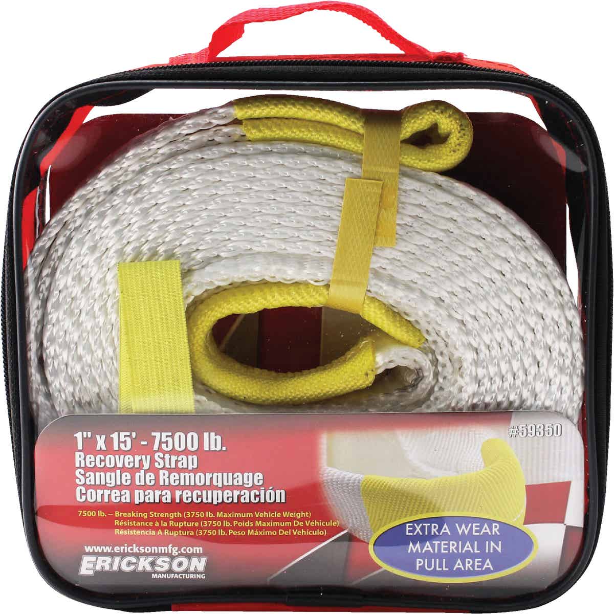 Erickson 1 In. x 15 Ft. 3750 Lb. Polyester Recovery Tow Strap, White