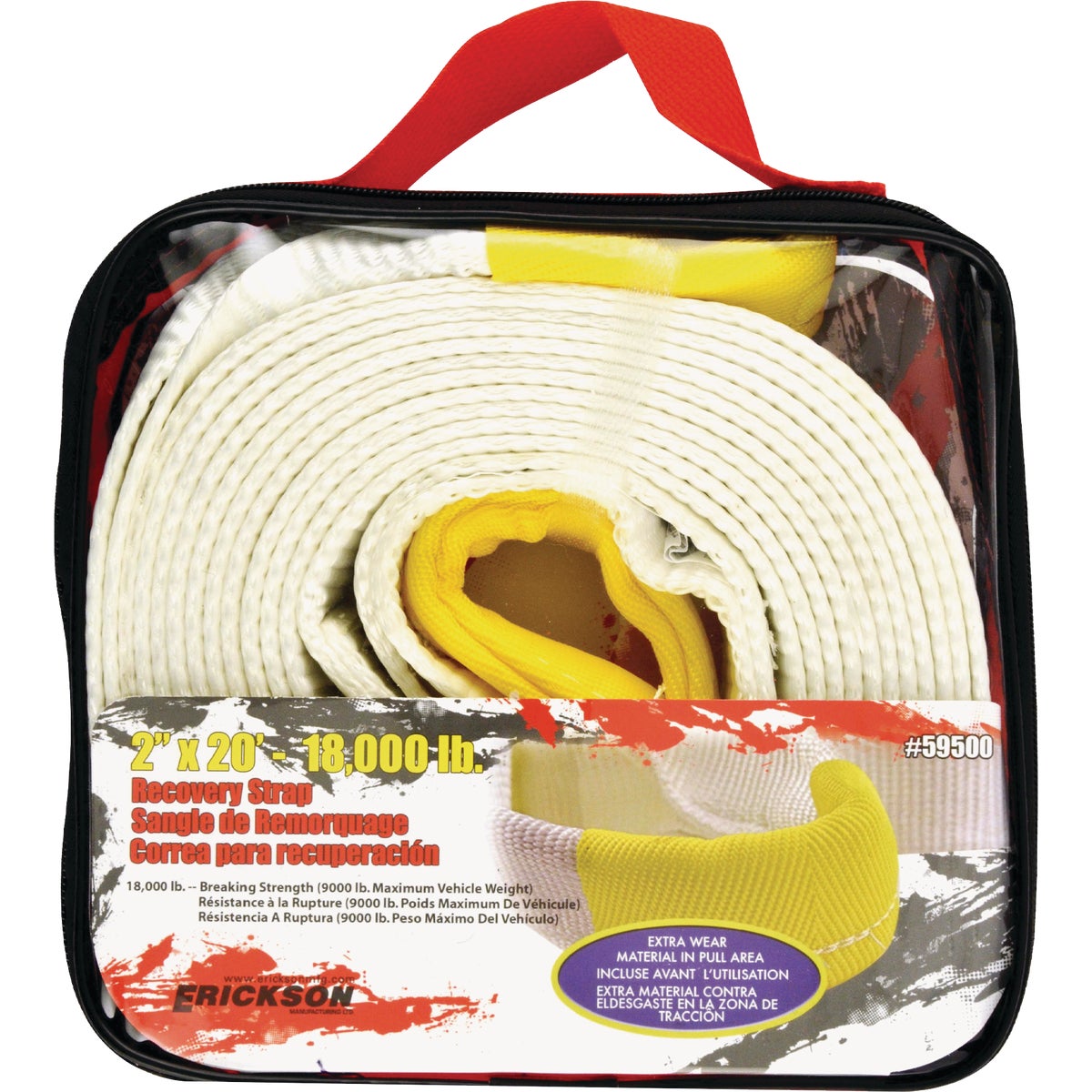 Erickson 2 In. x 20 Ft. 9000 Lb. Polyester Recovery Tow Strap, White Image 2
