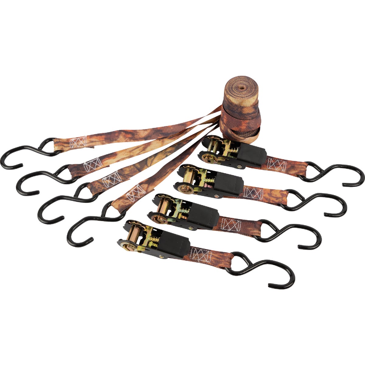 Erickson 1 In. x 10 Ft. Ratchet Tie Down Straps, Camouflage (4-Pack)