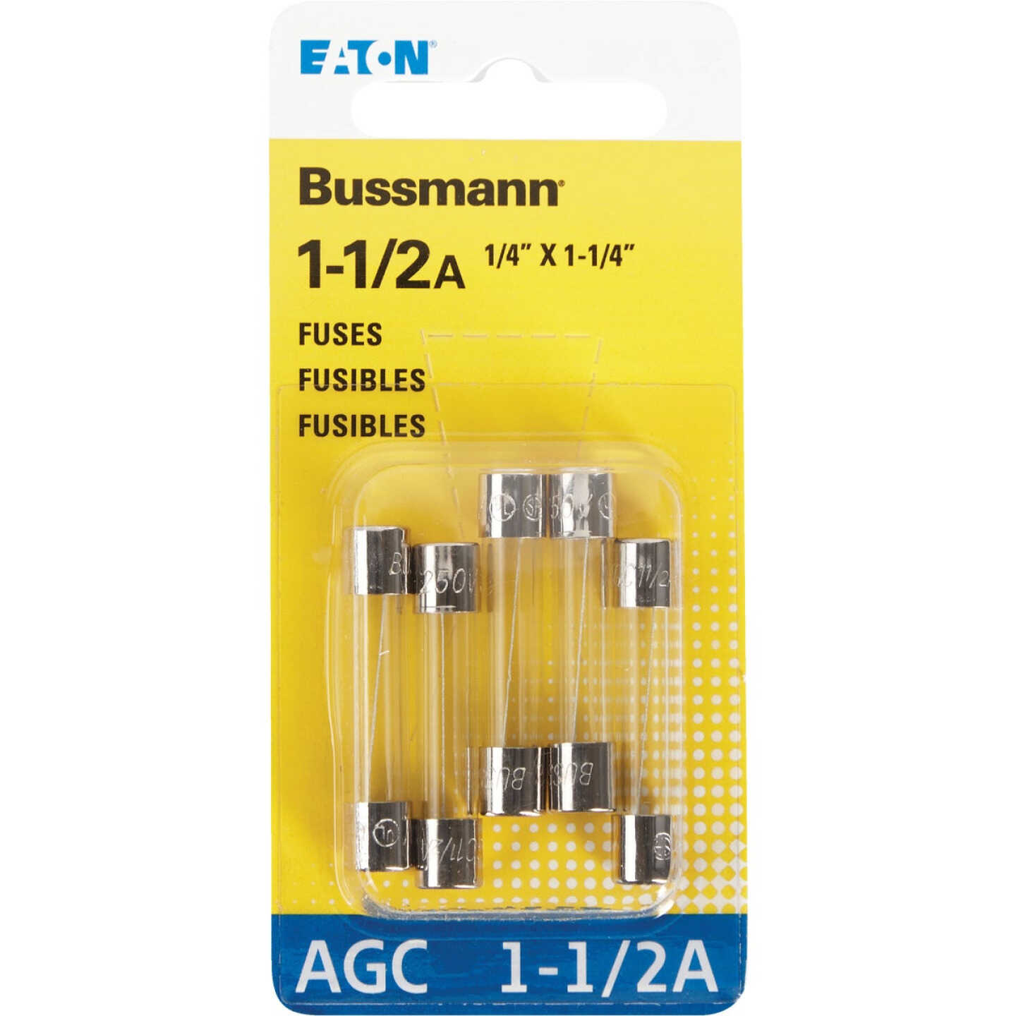 Bussmann 1-1/2A 250V AGC Glass Tube Automotive Fuse (5-Pack) Image 2