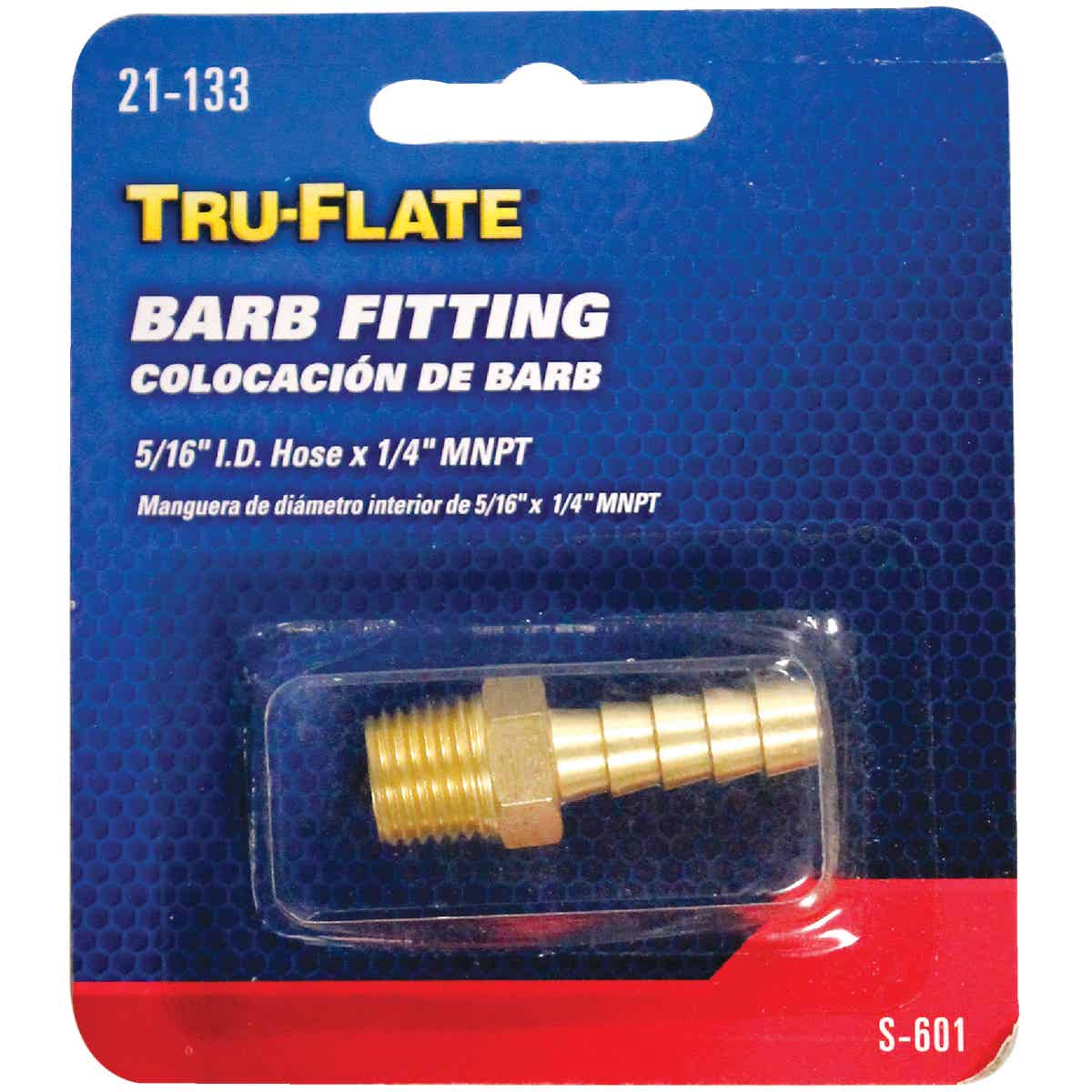 Tru-Flate 5/16 In. Barb 1/4 In. MNPT Brass Hose End Image 2