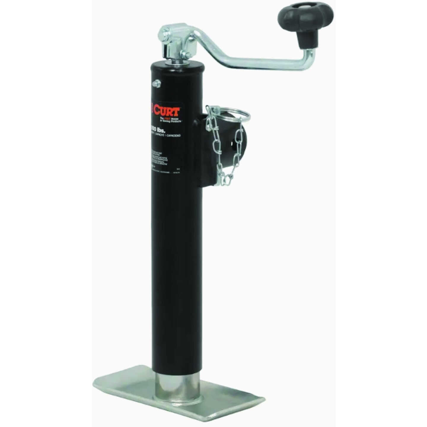 Curt 2000 Lb. Pipe-Mount Swivel Jack With Top Handle, 10 In. Travel Image 1