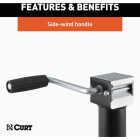 CURT 3000 Lb. Pipe-Mount Swivel Jack with Side Handle, 10 In. Travel Image 5