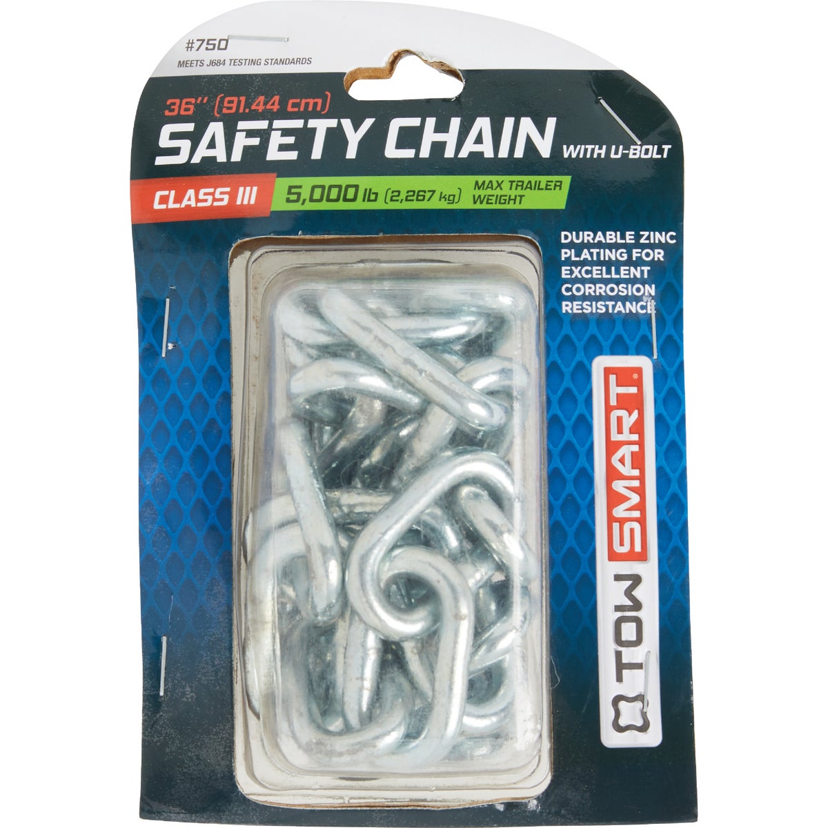 TowSmart 36 In. Towing Safety Chain with U-Bolt & Quick Link, 5000 Lb. Capacity Image 2