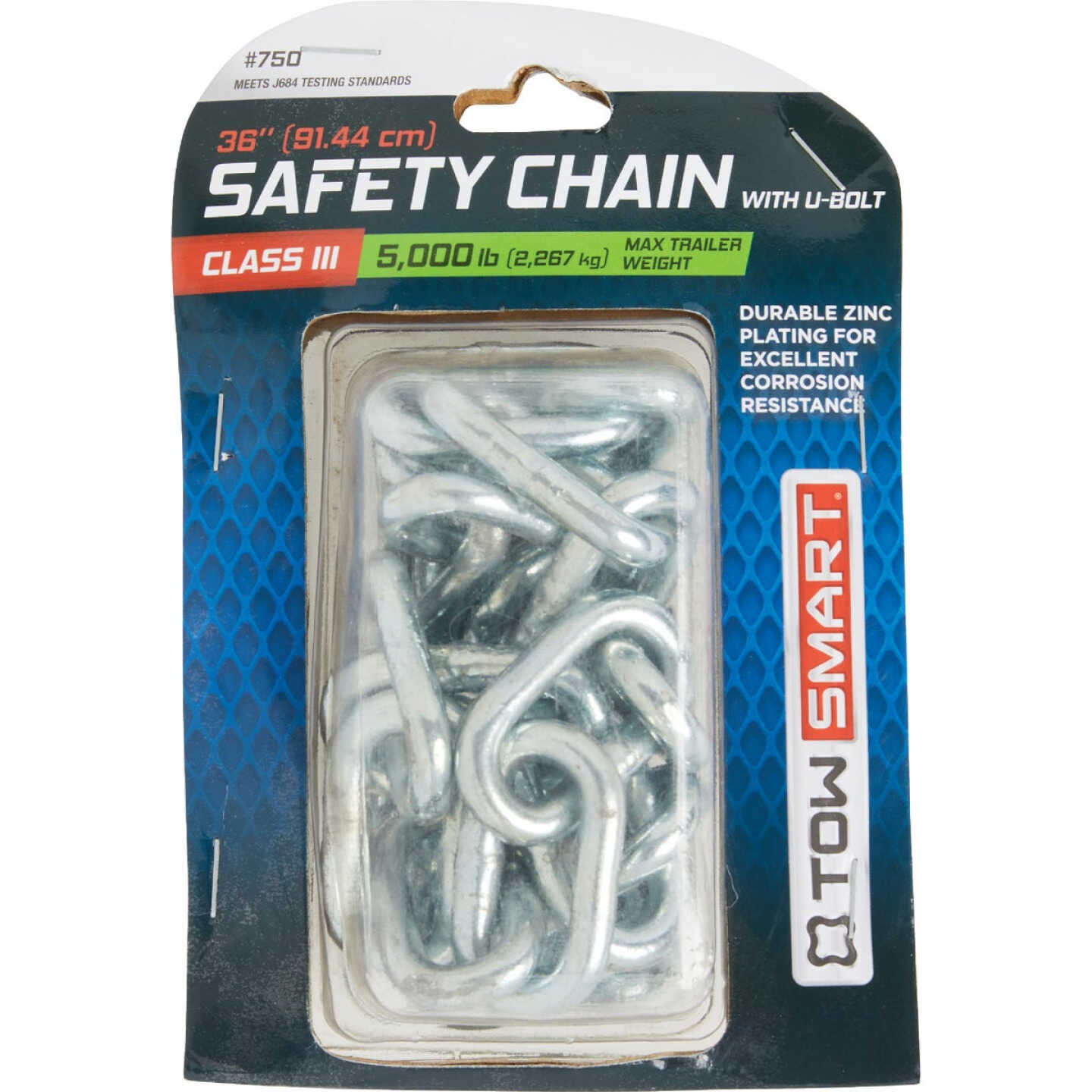 TowSmart 36 In. Towing Safety Chain with U-Bolt & Quick Link, 5000 Lb. Capacity Image 2
