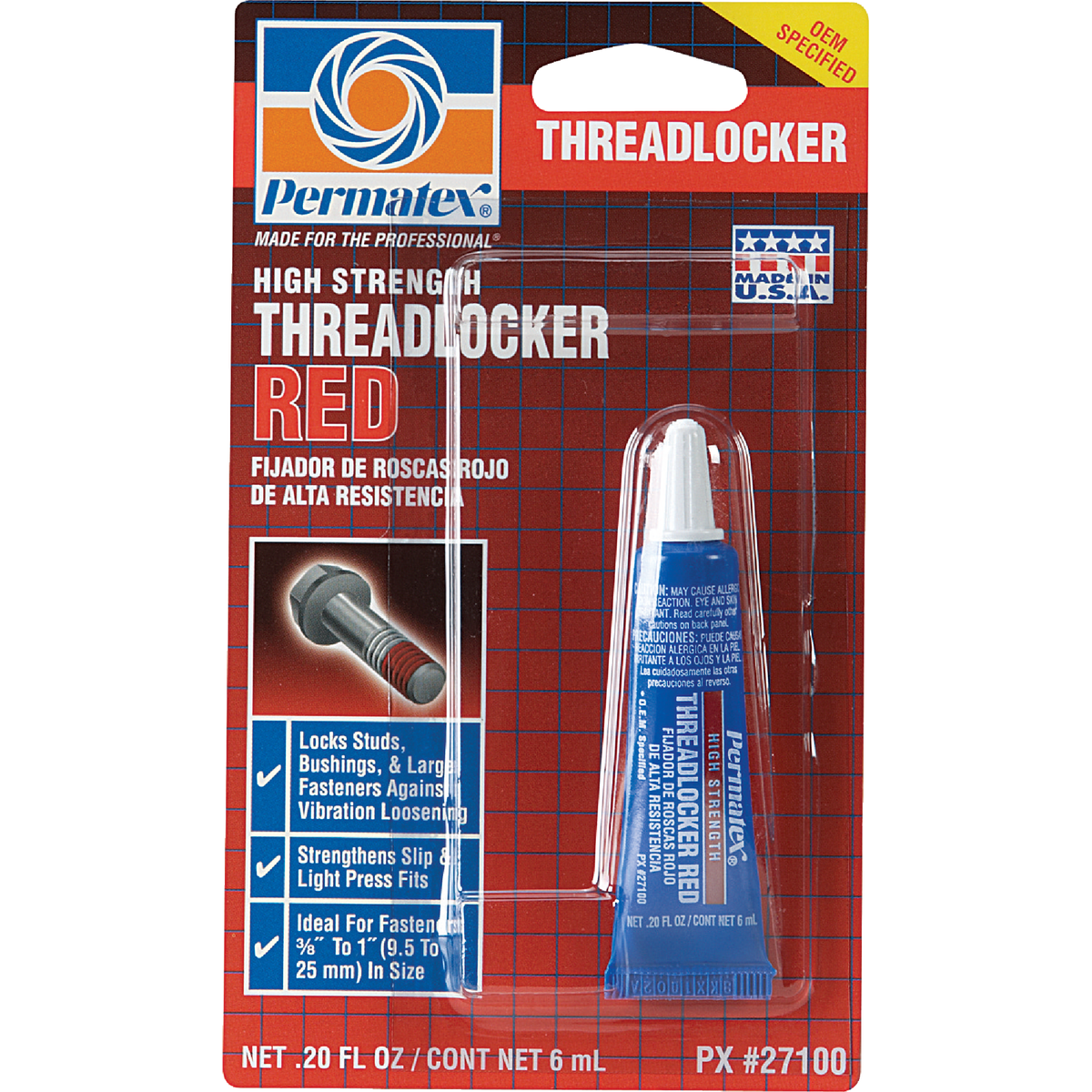 PERMATEX 0.2 Oz. Red High Strength Threadlocker Image 1
