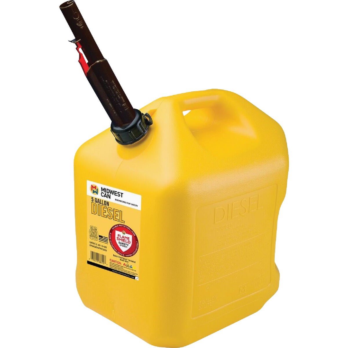 Midwest Can 5 Gal. Plastic Auto Shut Off Diesel Fuel Can, Yellow