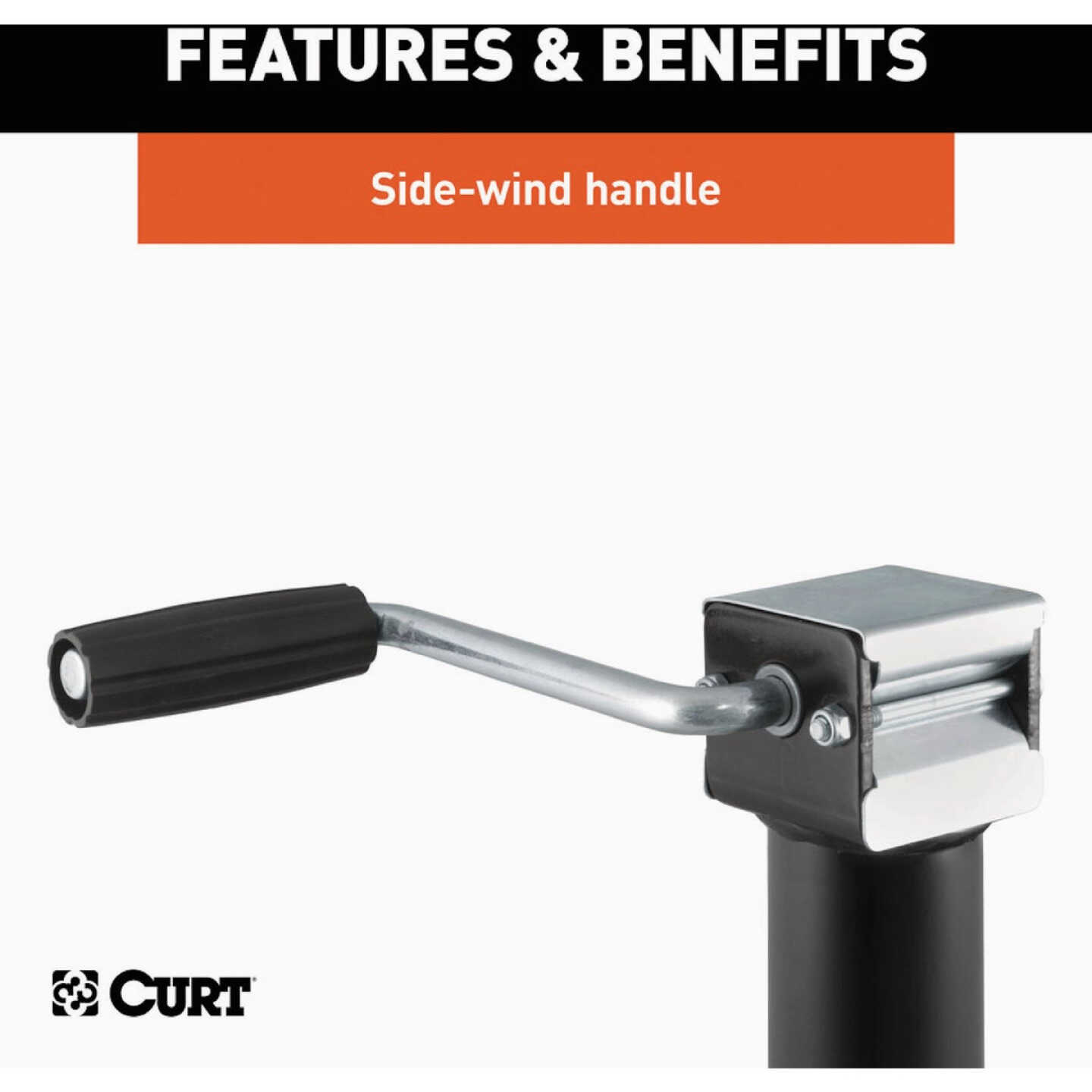 CURT 2000 Lb. Sidewind Pipe-Mount Swivel Trailer Jack, 10 In. Travel Image 4