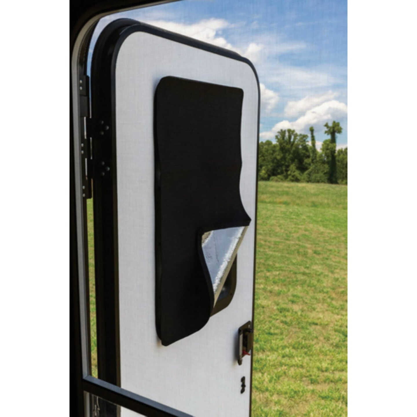 Camco 16-1/4 In. x 25-1/4 In. RV Light Blocking Door/Window Shade Image 1