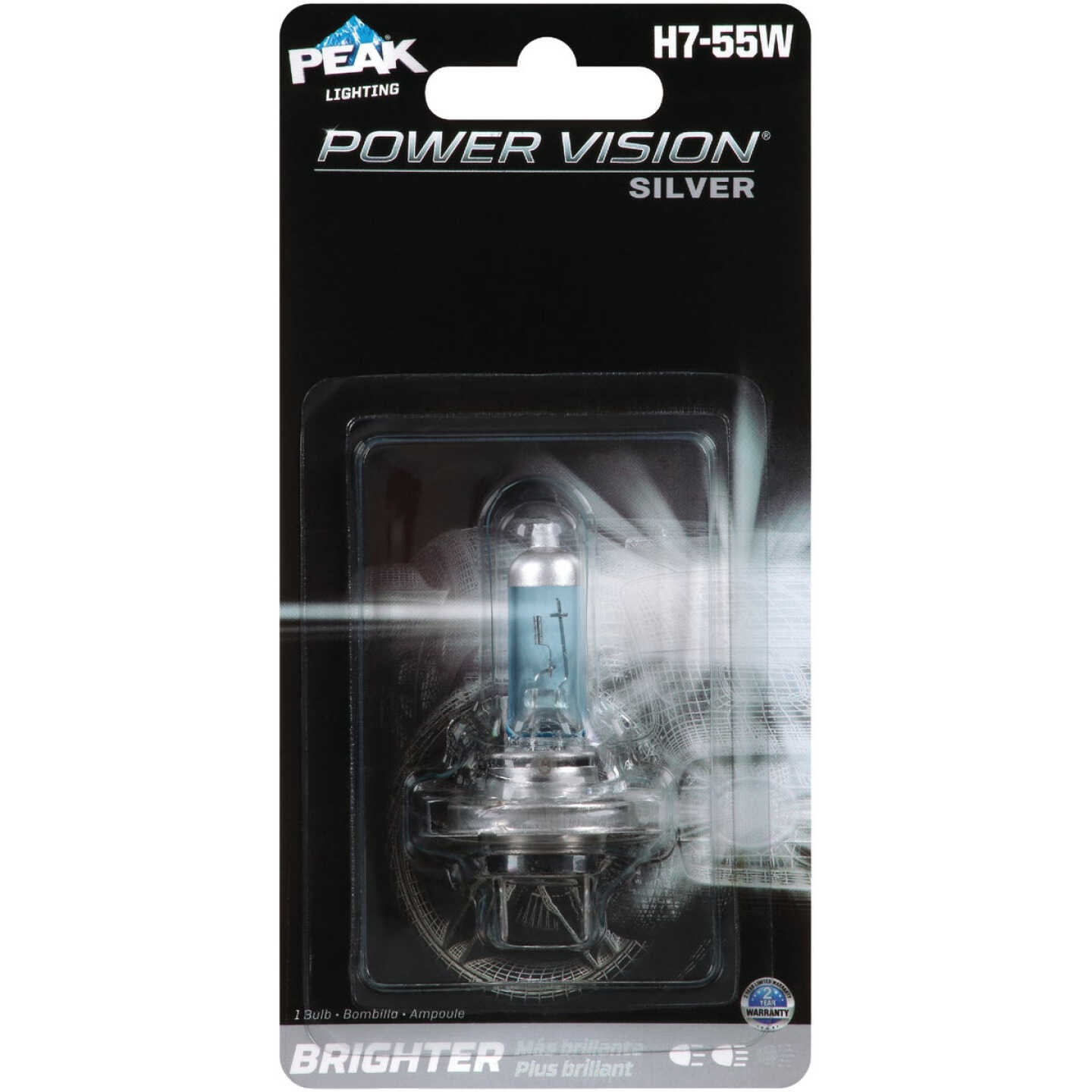 PEAK Power Vision Silver H7-55W 12.8V Halogen Automotive Bulb Image 1