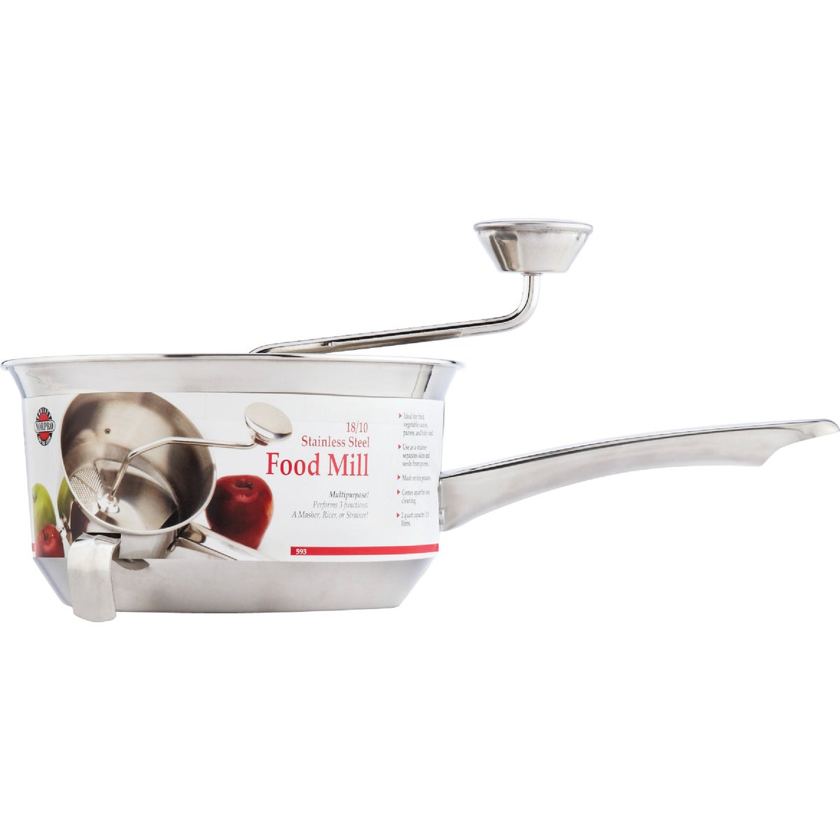 Norpro 2 Qt. Stainless Steel Food Mill Image 3