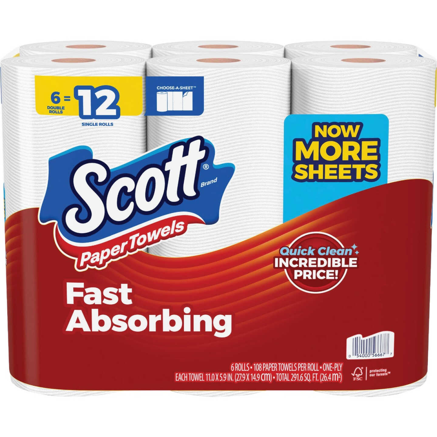 Scott Choose-A-Sheet Paper Towel (6 Double Rolls) Image 1