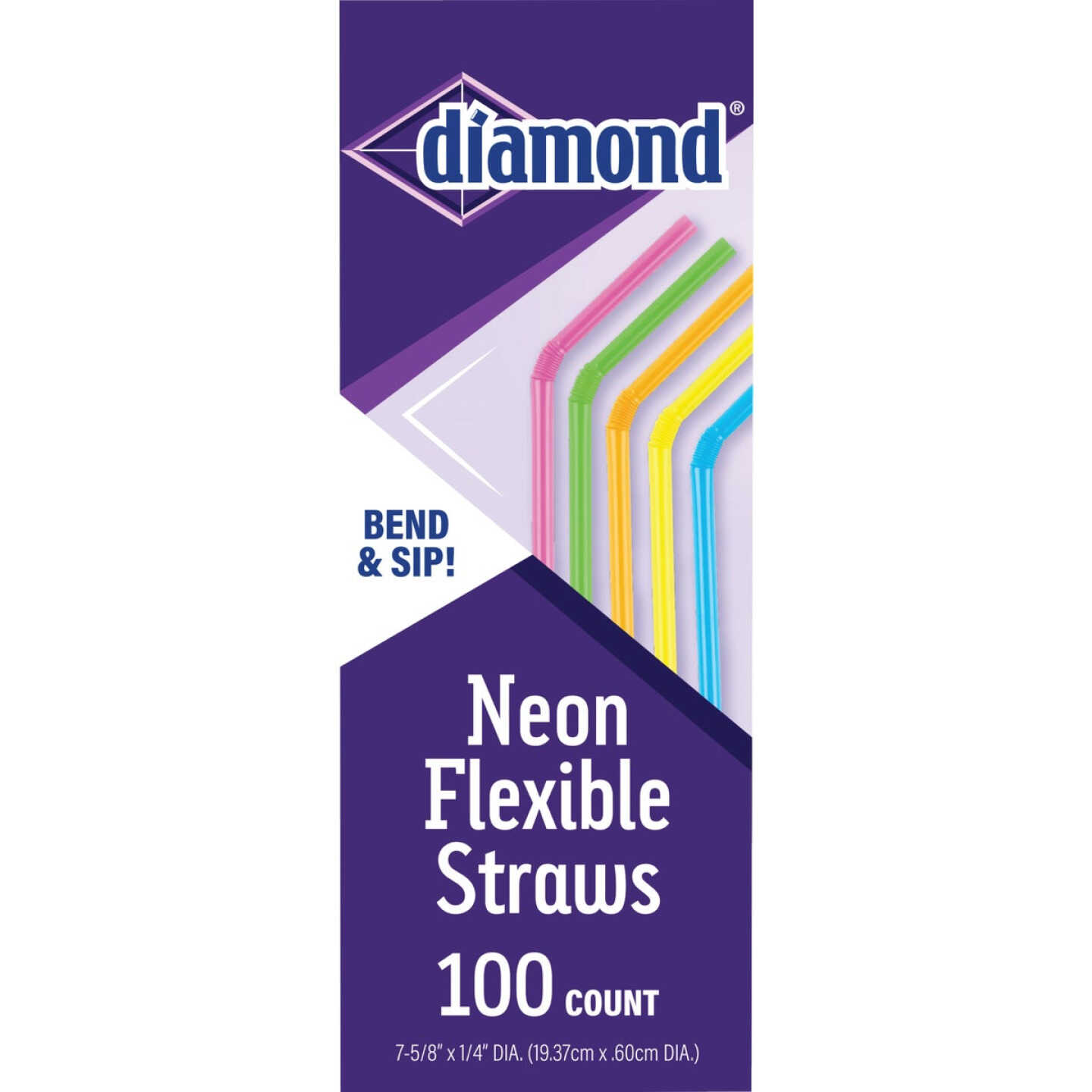 Diamond Flexible Neon Straw (100-Count) Image 1