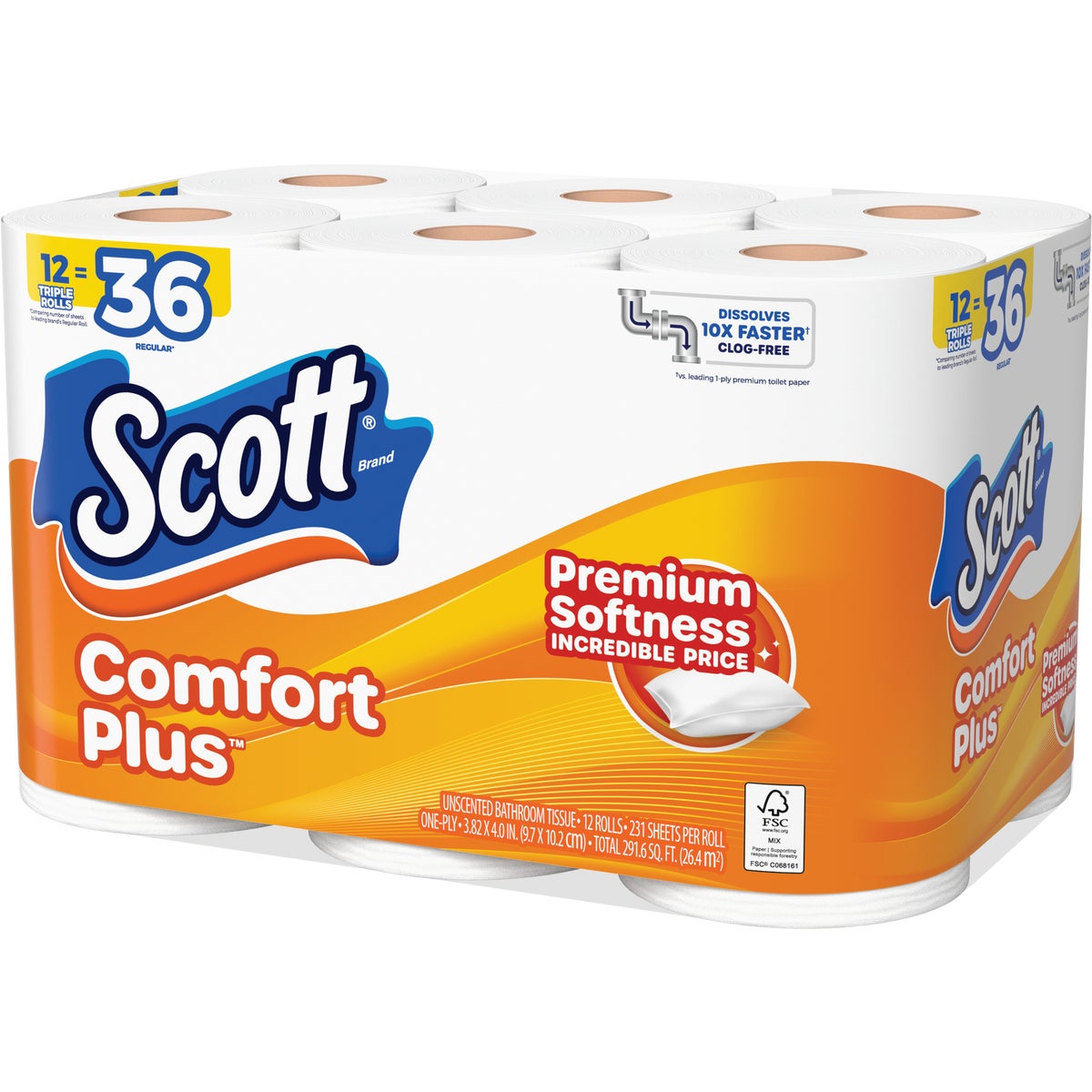 Scott Comfort Plus Extra Soft Toilet Paper (12 Triple Rolls) Image 4