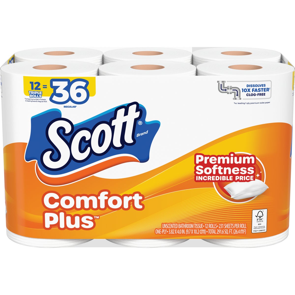 Scott Comfort Plus Extra Soft Toilet Paper (12 Triple Rolls)