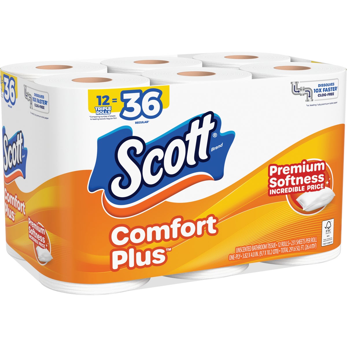 Scott Comfort Plus Extra Soft Toilet Paper (12 Triple Rolls) Image 5