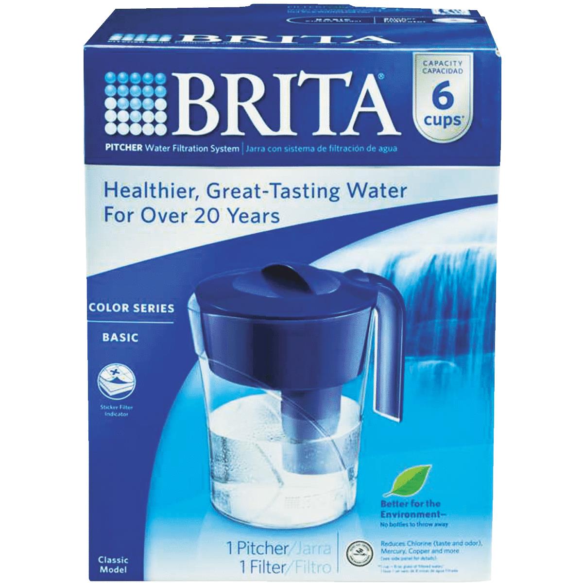 Brita Classic 6-Cup Water Filter Pitcher, Blue