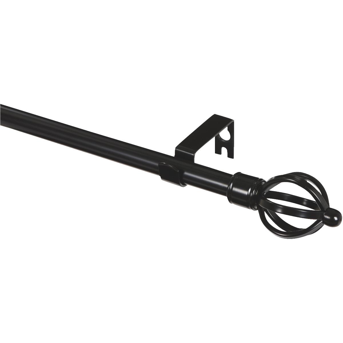 Levolor Cage Ball 48 In. To 84 In. 5/8 In. Single Black Curtain Rod