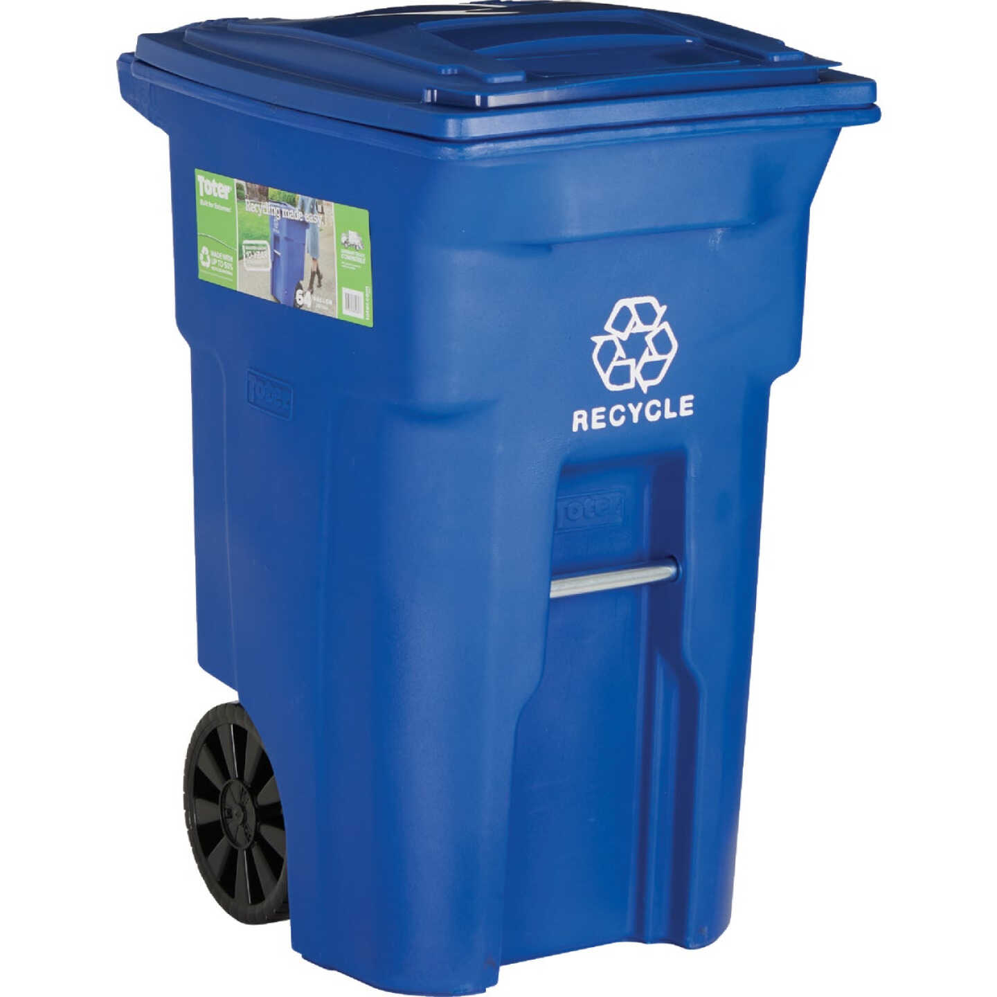Toter 64 Gal. Recycling Trash Can with Lid Image 1