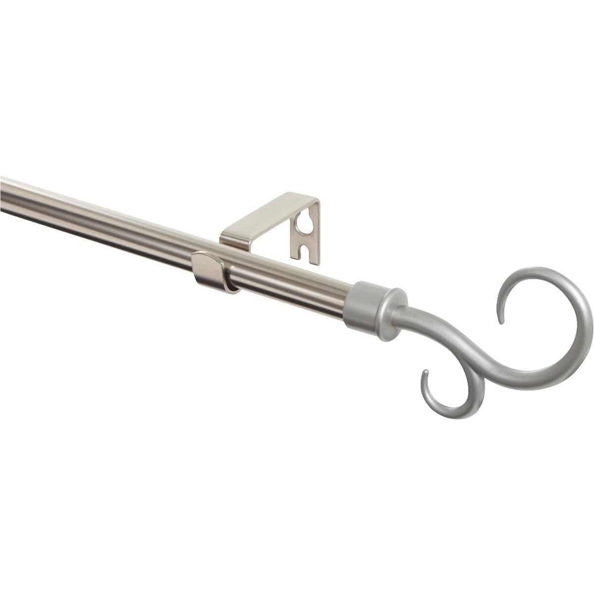 Levolor Scroll 28 In. To 48 In. 5/8 In. Single Curtain Rod, Satin Nickel