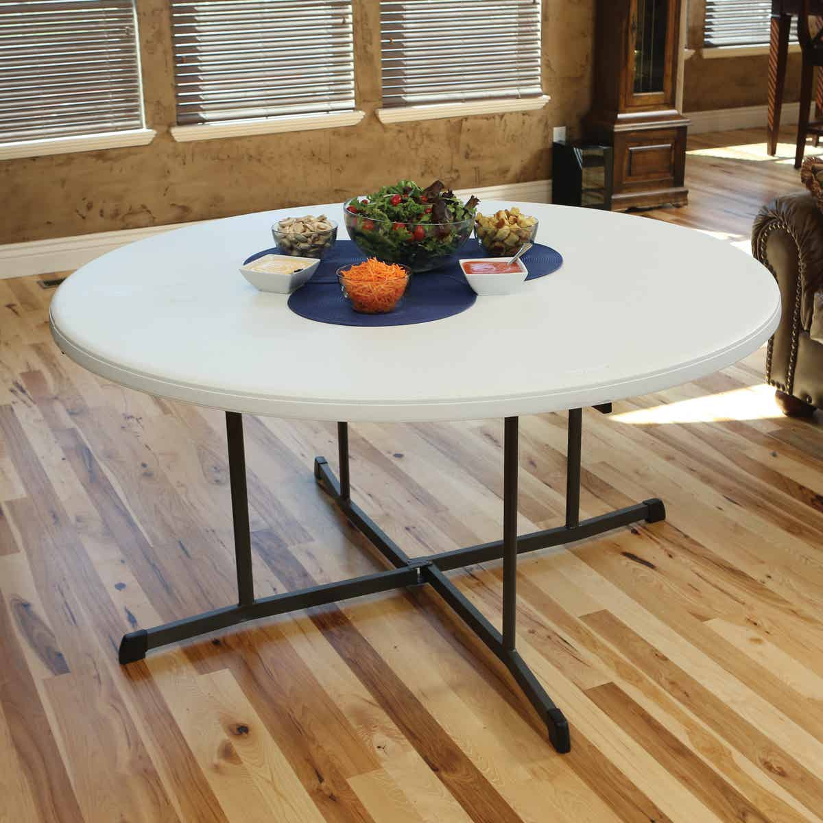 Lifetime 5 Ft. White Granite Round Commercial Folding Table Image 2
