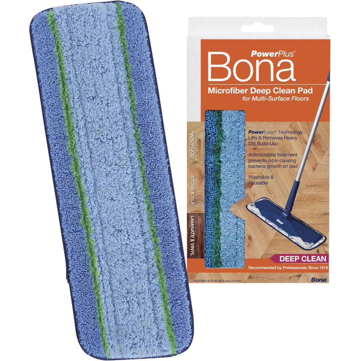 Bona PowerPlus 4 In. W. x 15 In. L. Microfiber Pad Mop Refill Image 1