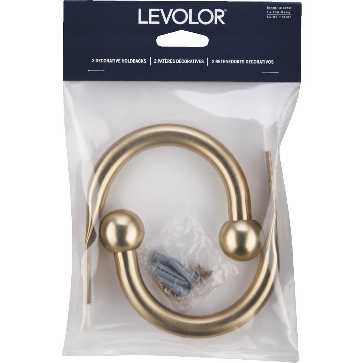 Levolor 3-1/2 In. Ball Drapery Holdback, Brass (2-Pack)