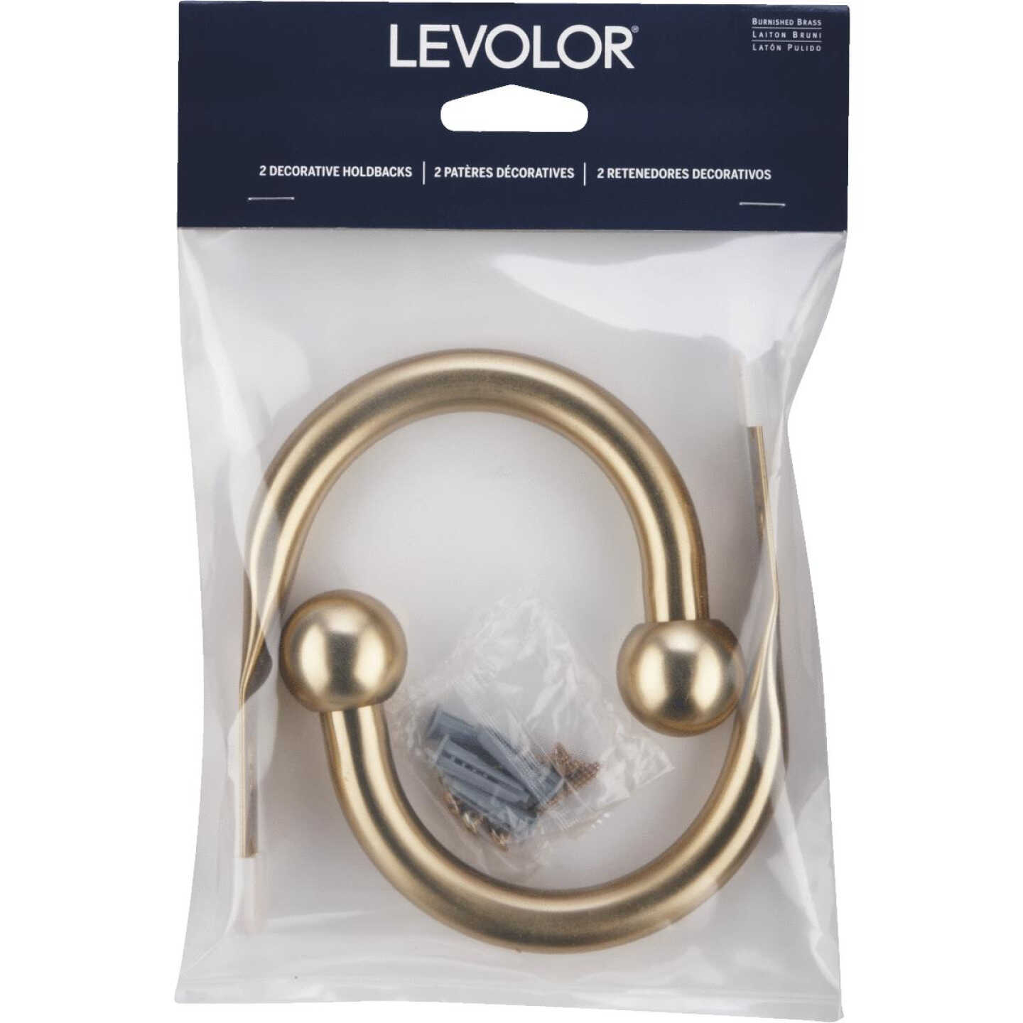 Levolor 3-1/2 In. Ball Drapery Holdback, Brass (2-Pack) Image 2