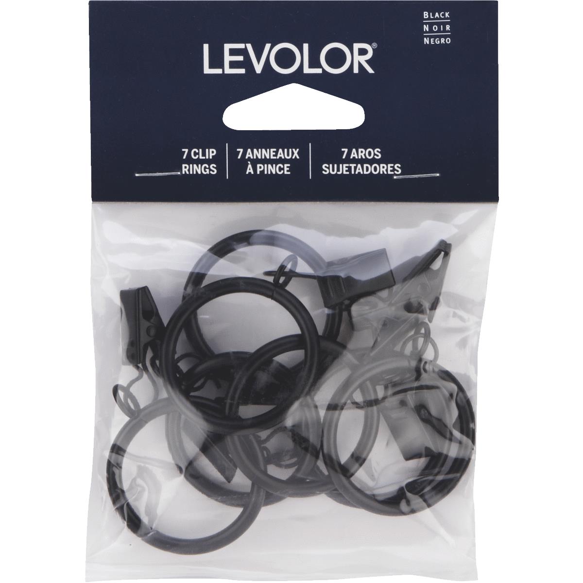 Levolor 1-1/4 In. Clip Curtain Ring, Black (7-Pack)