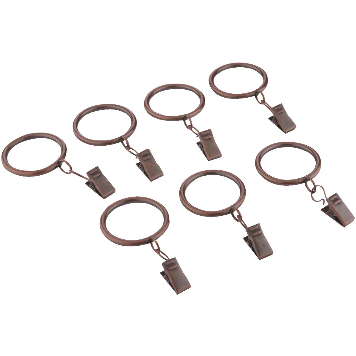 Levolor 1-1/4 In. Clip Curtain Ring, Brushed Sienna (7-Pack)