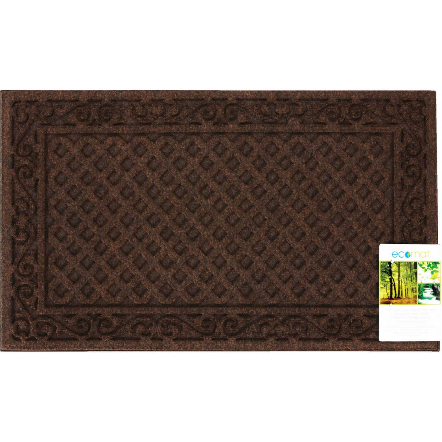 Apache Textures Walnut 18 In. x 30 In. Carpet/Recycled Rubber Door Mat Image 2