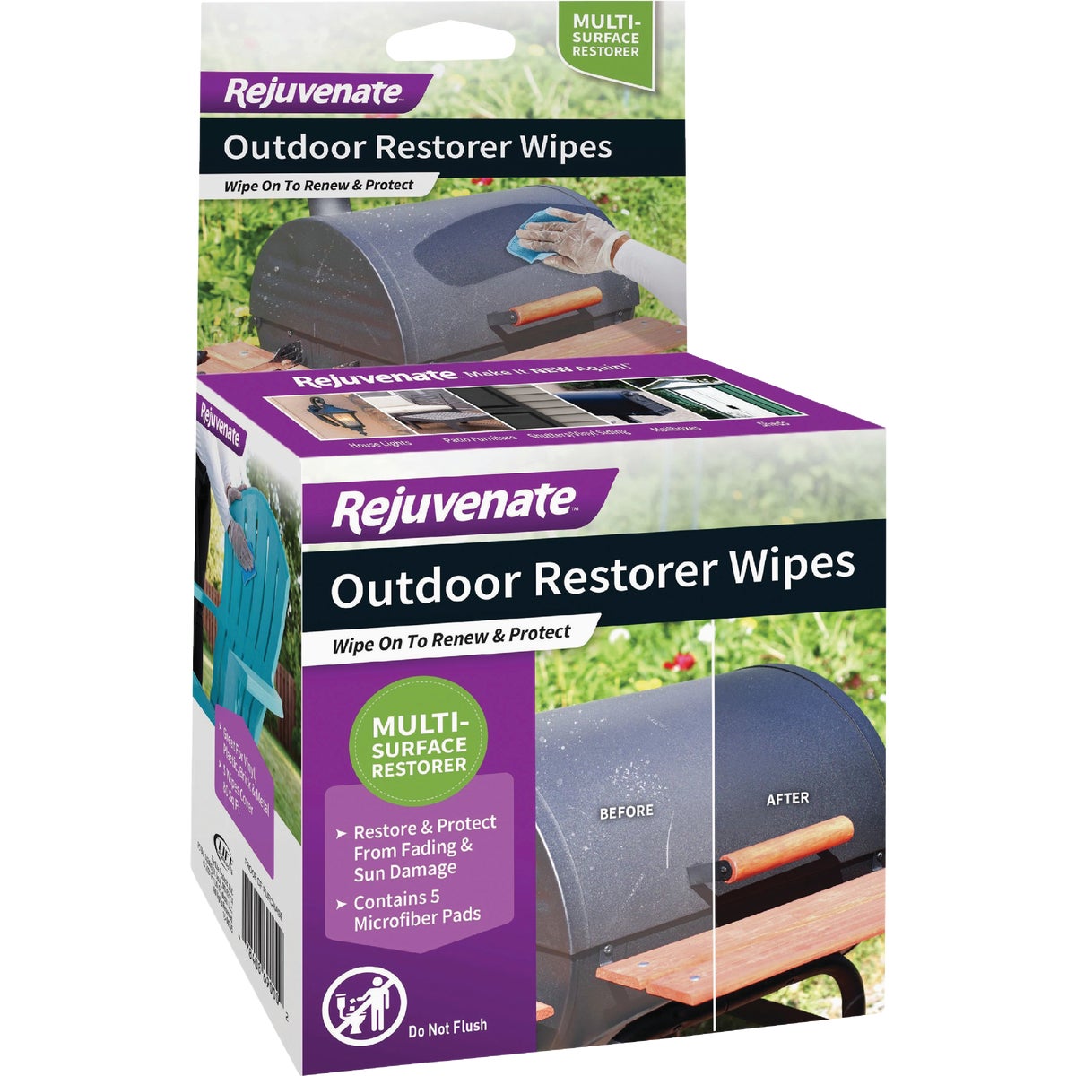 Rejuvenate Restorer Unscented 4 In. x 4 In. Wipes (5-Count) Image 1