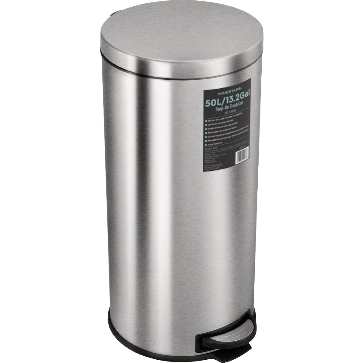 Ninestars 8 Gal. Foot Pedal Round Trash Can Image 6