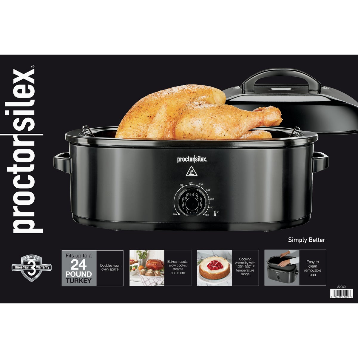 Proctor Silex 18 Qt. Black Electric Roaster With Self Basting Lid Image 4