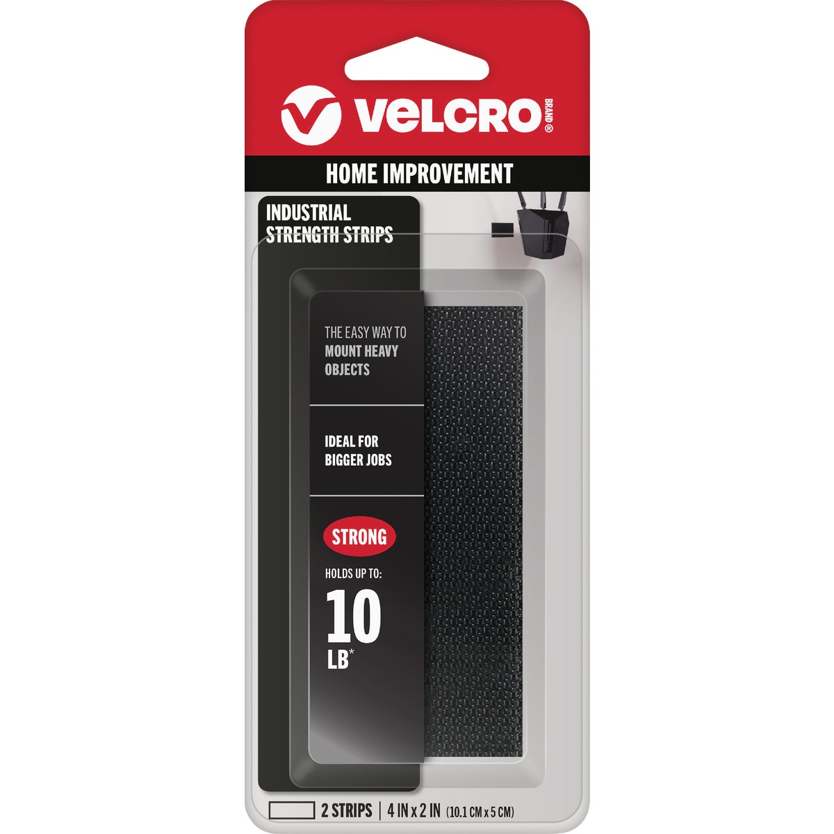 VELCRO Brand 2 In. x 4 In. Black Industrial Strength Hook & Loop Strip (2 Ct.)